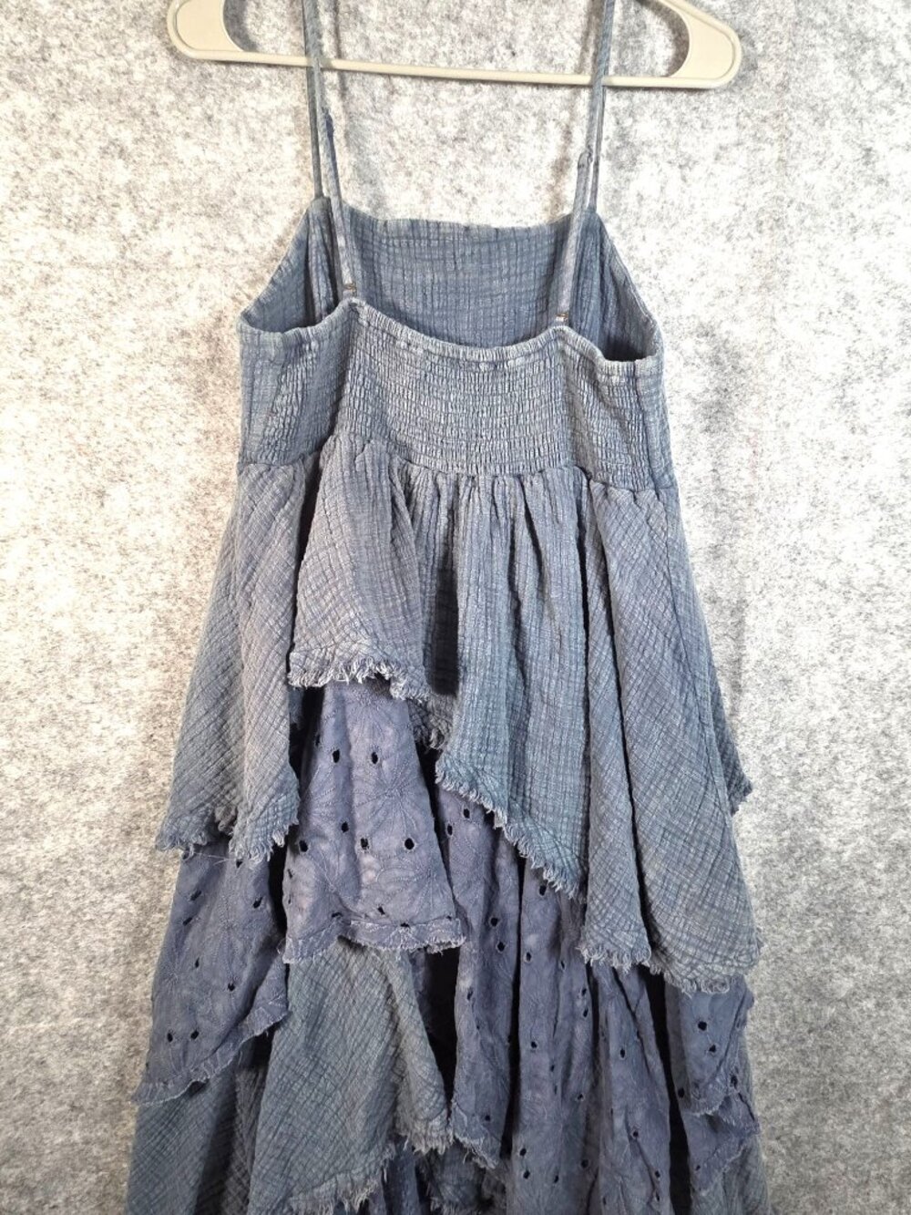 Oli & Hali Mineral Wash Denim Blue Tiered Maxi Dress L Boho Western Festival - Picture 8 of 12